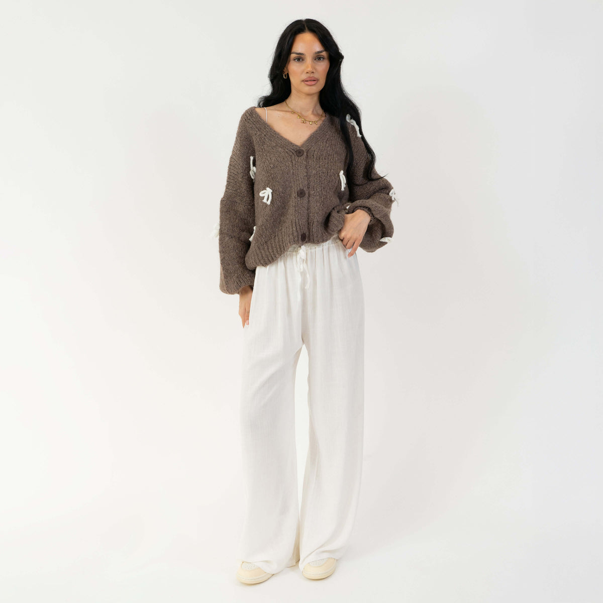 Cleo | Cárdigan oversize con mini lazos
