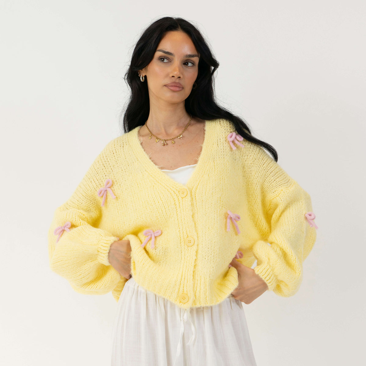 Cleo | Cárdigan oversize con mini lazos