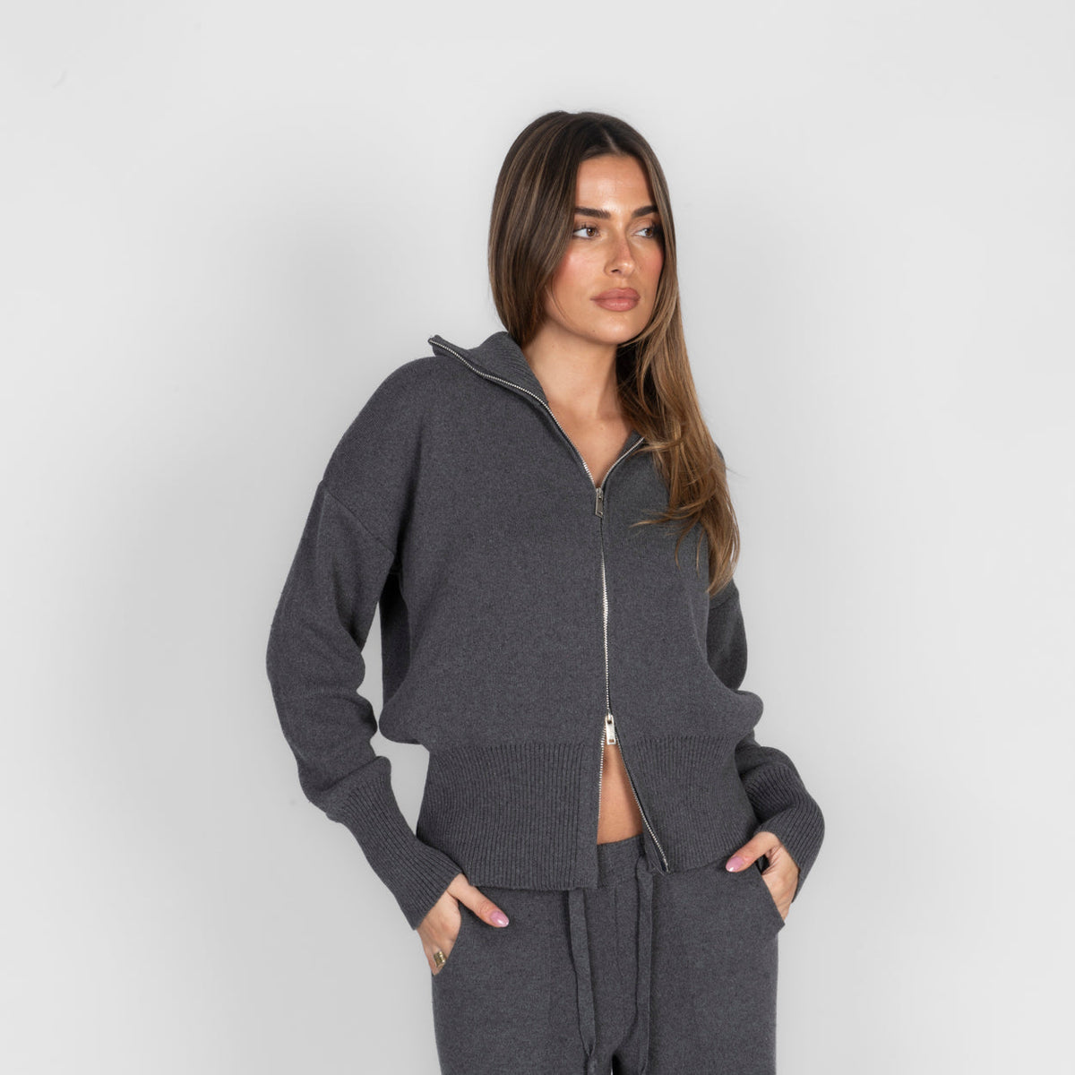 Ximena | Conjunto de cárdigan con cremallera y pantalón