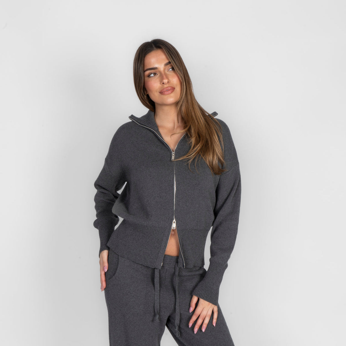 Ximena | Conjunto de cárdigan con cremallera y pantalón