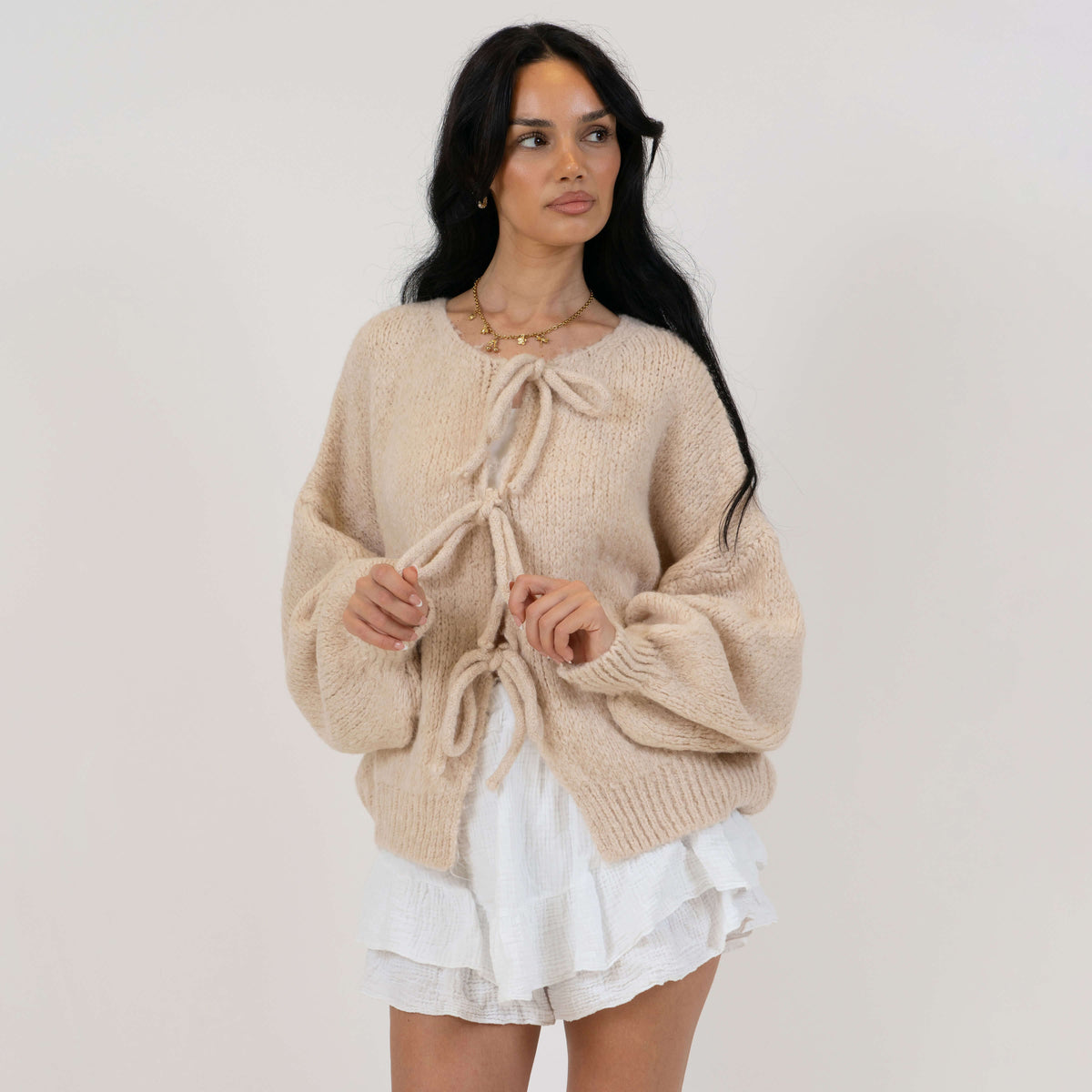 Noemí | Cárdigan oversize con lazos delanteros