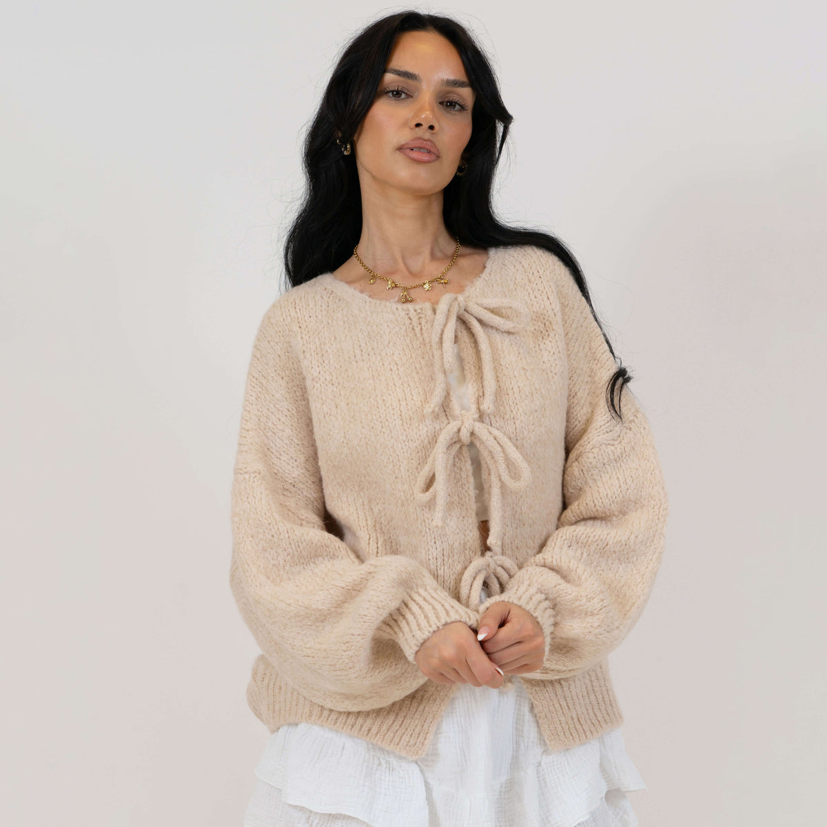 Noemí | Cárdigan oversize con lazos delanteros