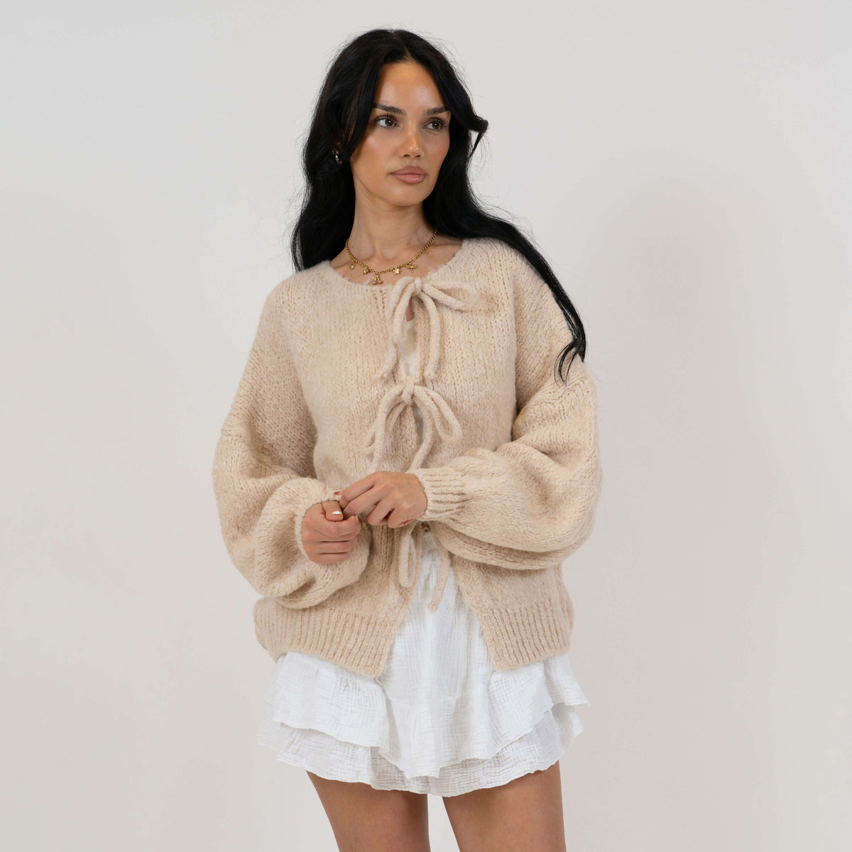 Noemí | Cárdigan oversize con lazos delanteros