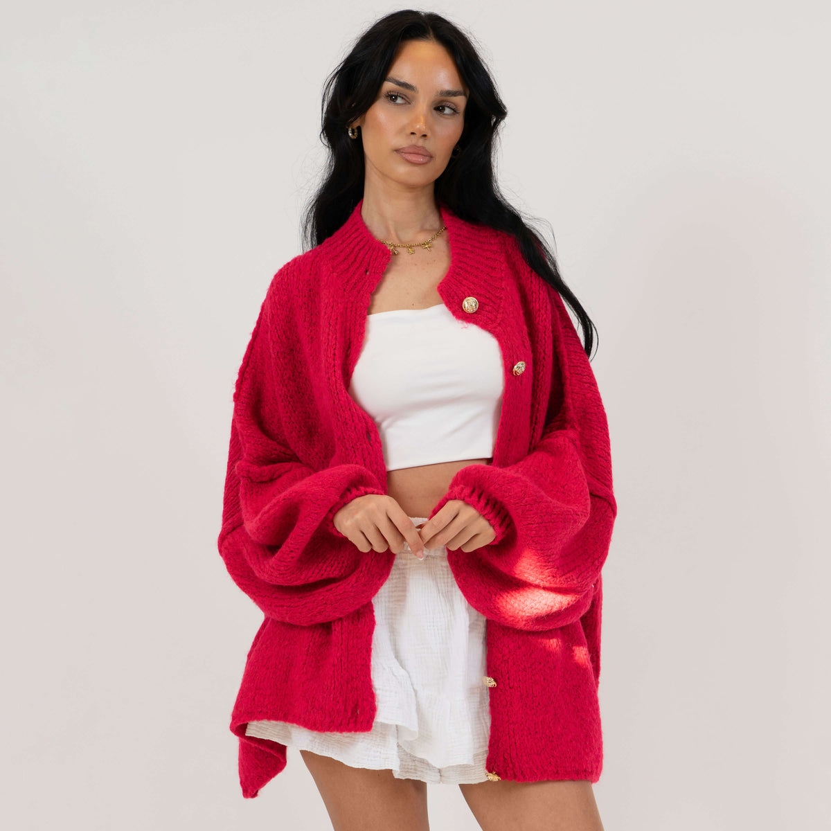 Erika | Cárdigan oversize con botones dorados
