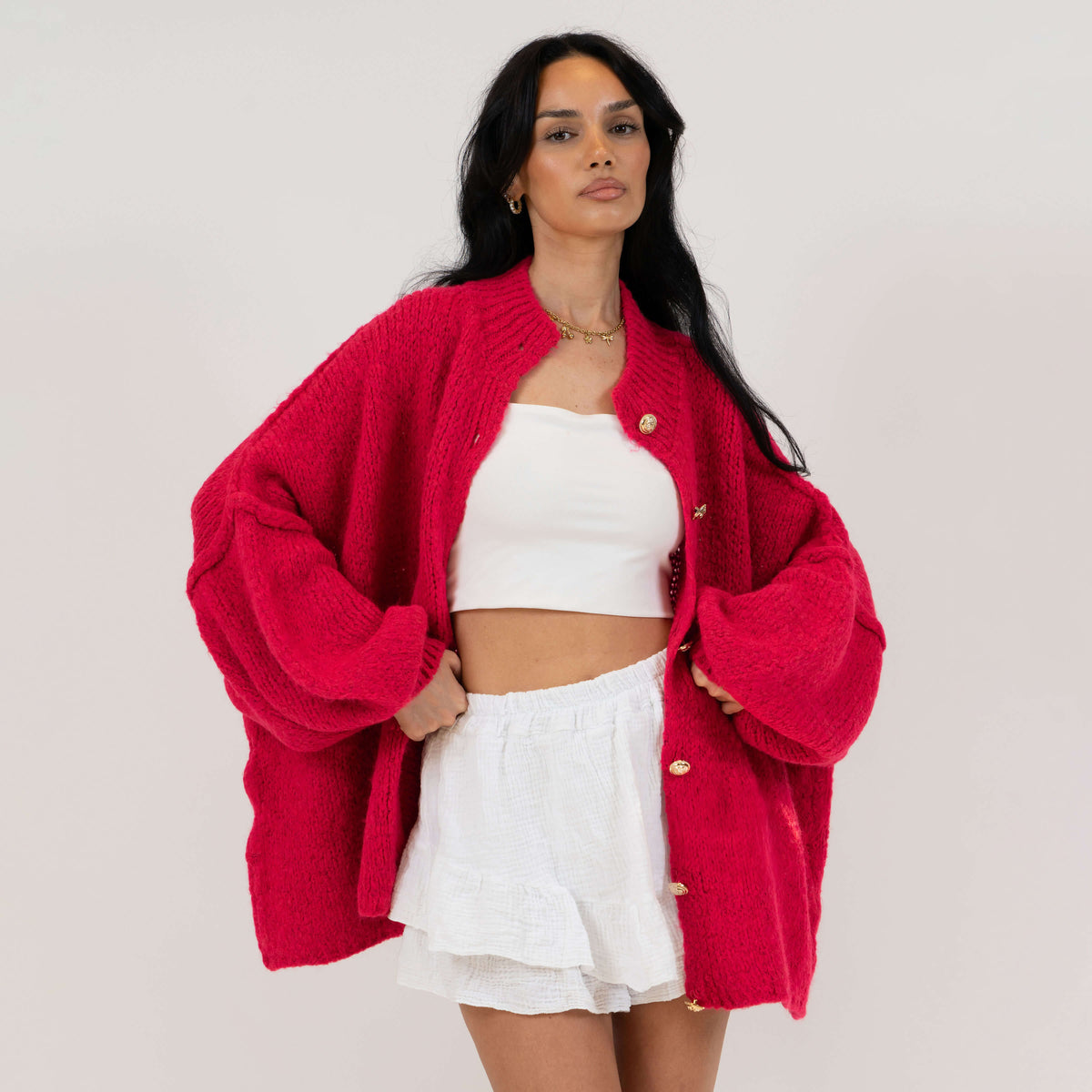 Erika | Cárdigan oversize con botones dorados
