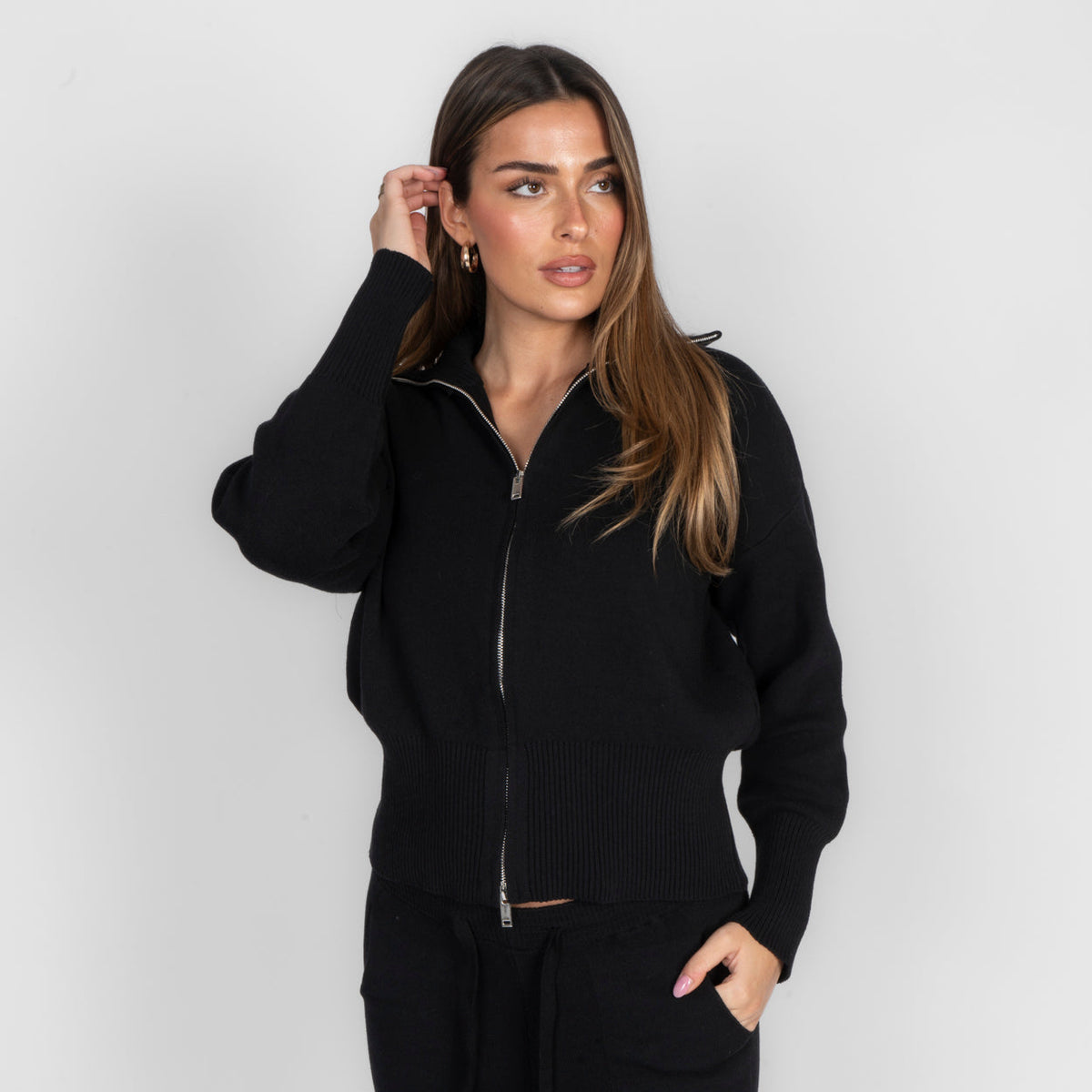 Ximena | Conjunto de cárdigan con cremallera y pantalón