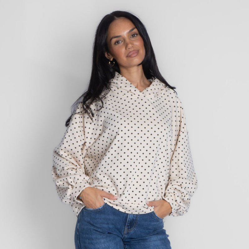 Pía | Sudadera con capucha de lunares