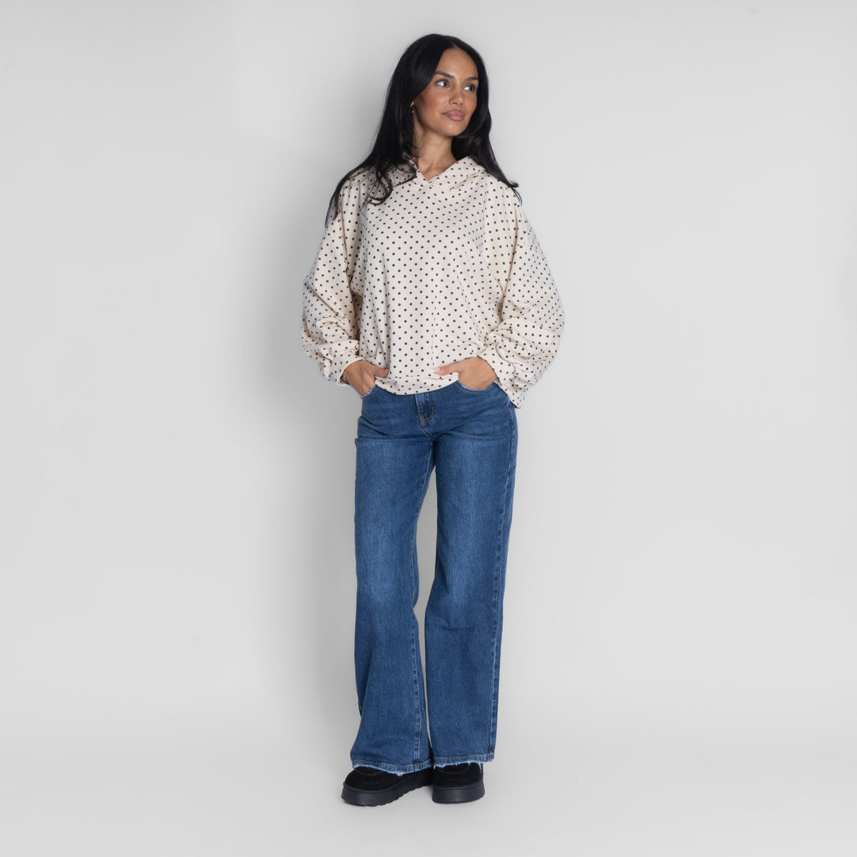 Pía | Sudadera con capucha de lunares