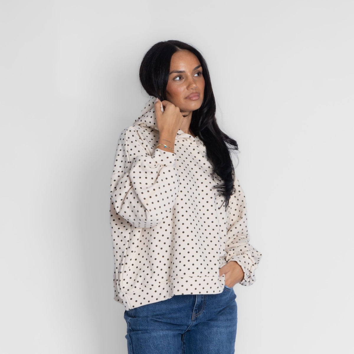 Pía | Sudadera con capucha de lunares