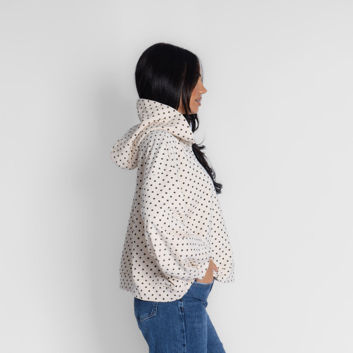 Pía | Sudadera con capucha de lunares