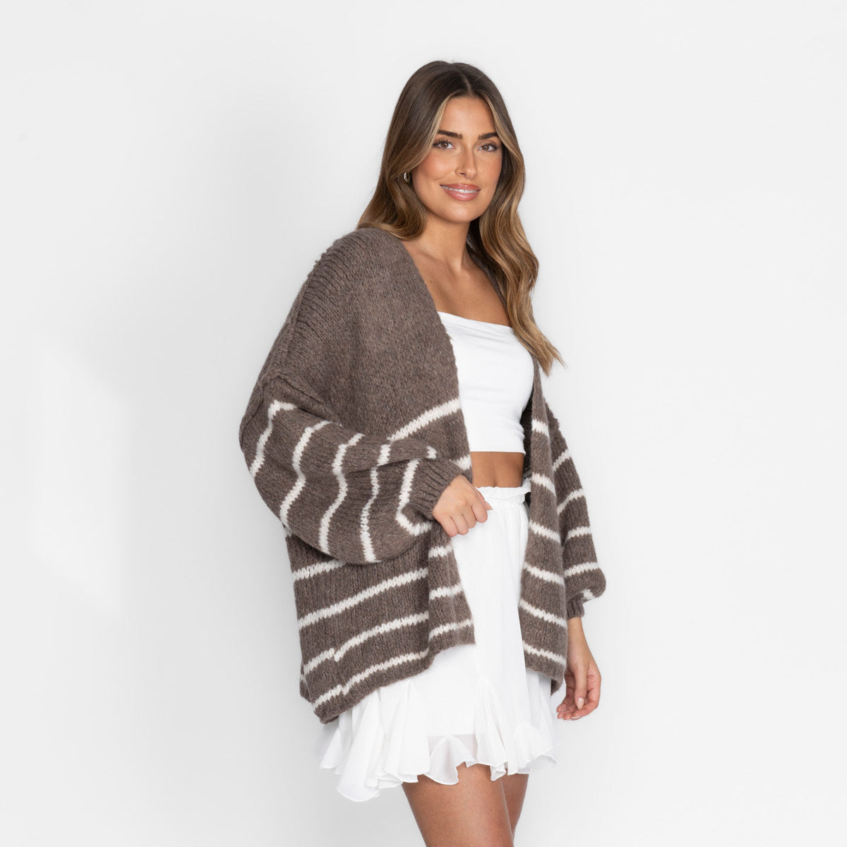 Soraya | Cárdigan oversize de rayas y mangas anchas