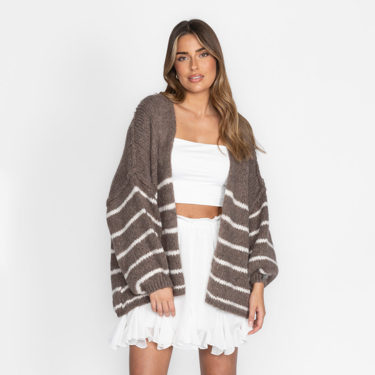 Soraya | Cárdigan oversize de rayas y mangas anchas