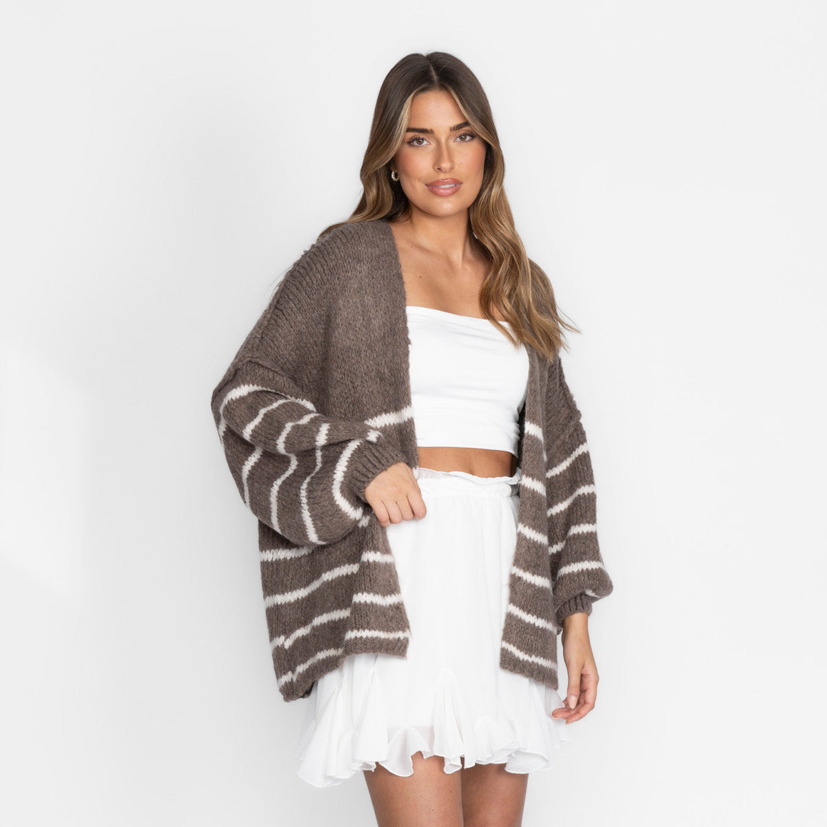 Soraya | Cárdigan oversize de rayas y mangas anchas