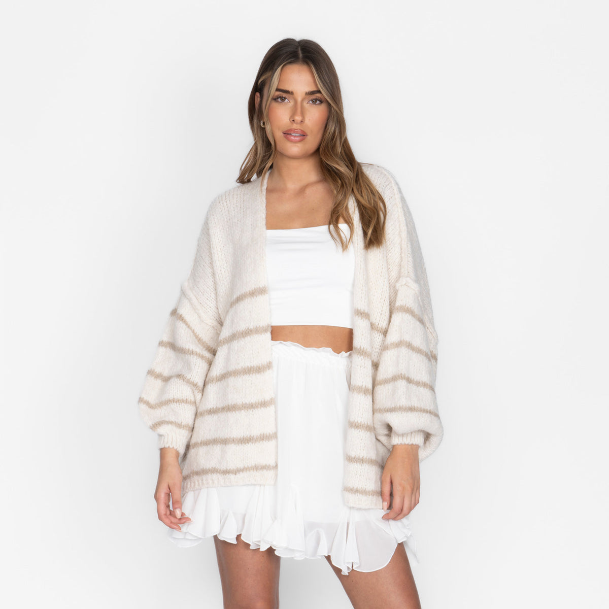 Soraya | Cárdigan oversize de rayas y mangas anchas