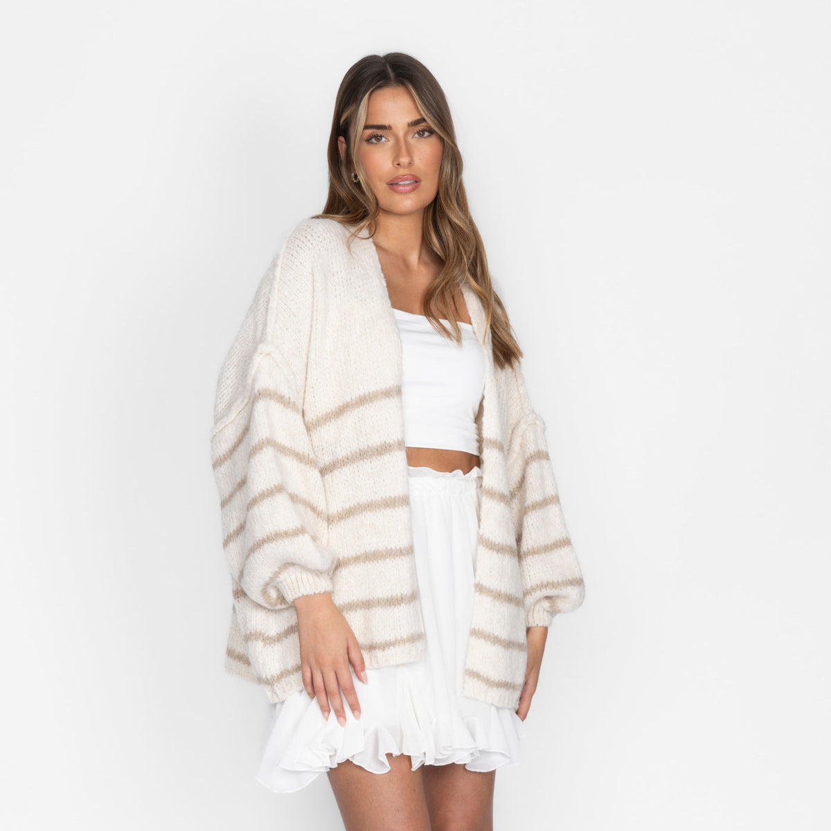 Soraya | Cárdigan oversize de rayas y mangas anchas