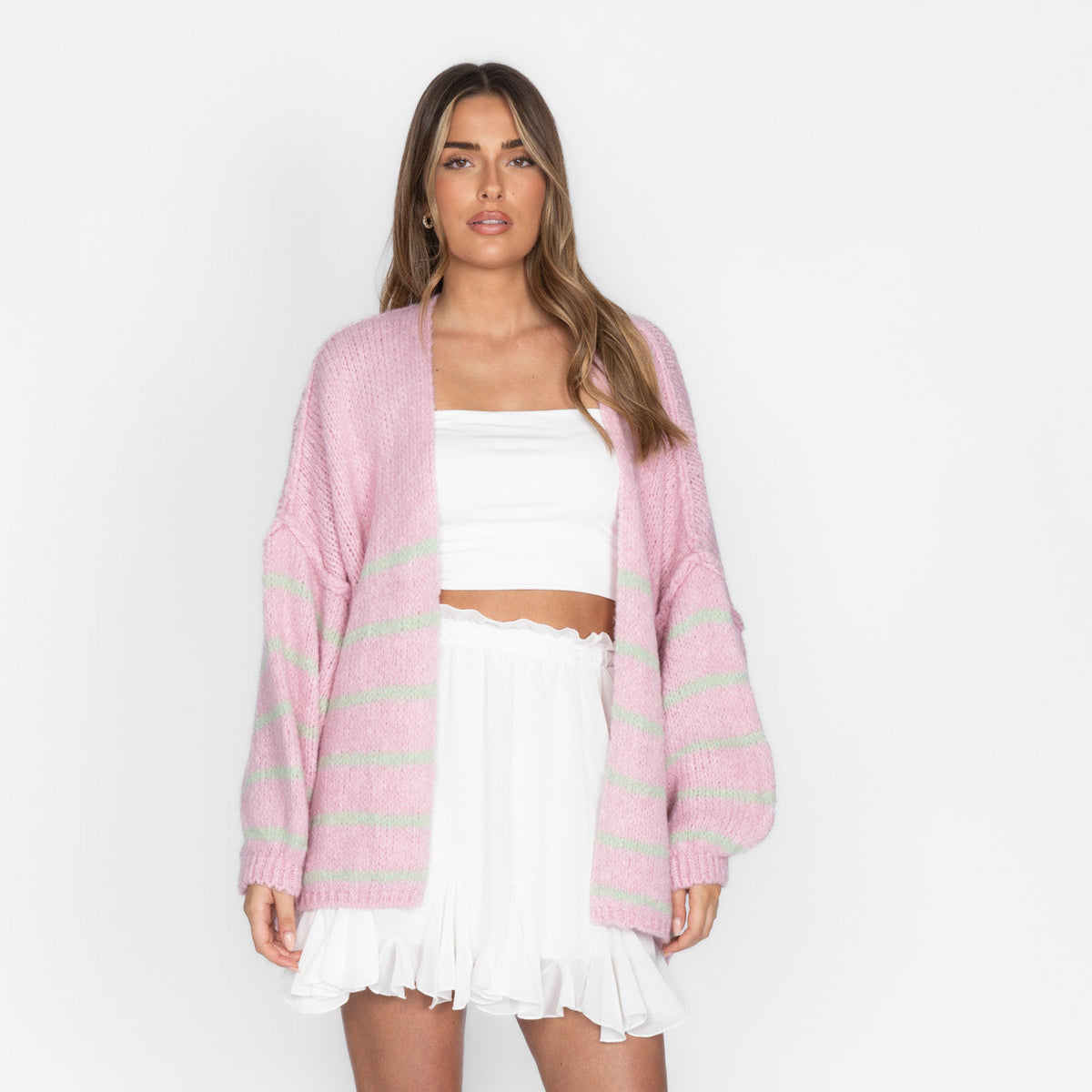 Soraya | Cárdigan oversize de rayas y mangas anchas