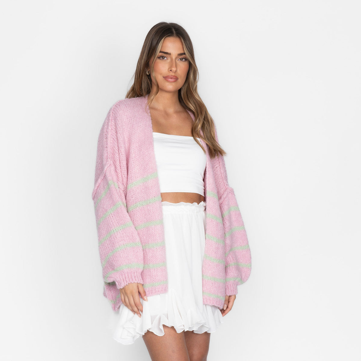 Soraya | Cárdigan oversize de rayas y mangas anchas