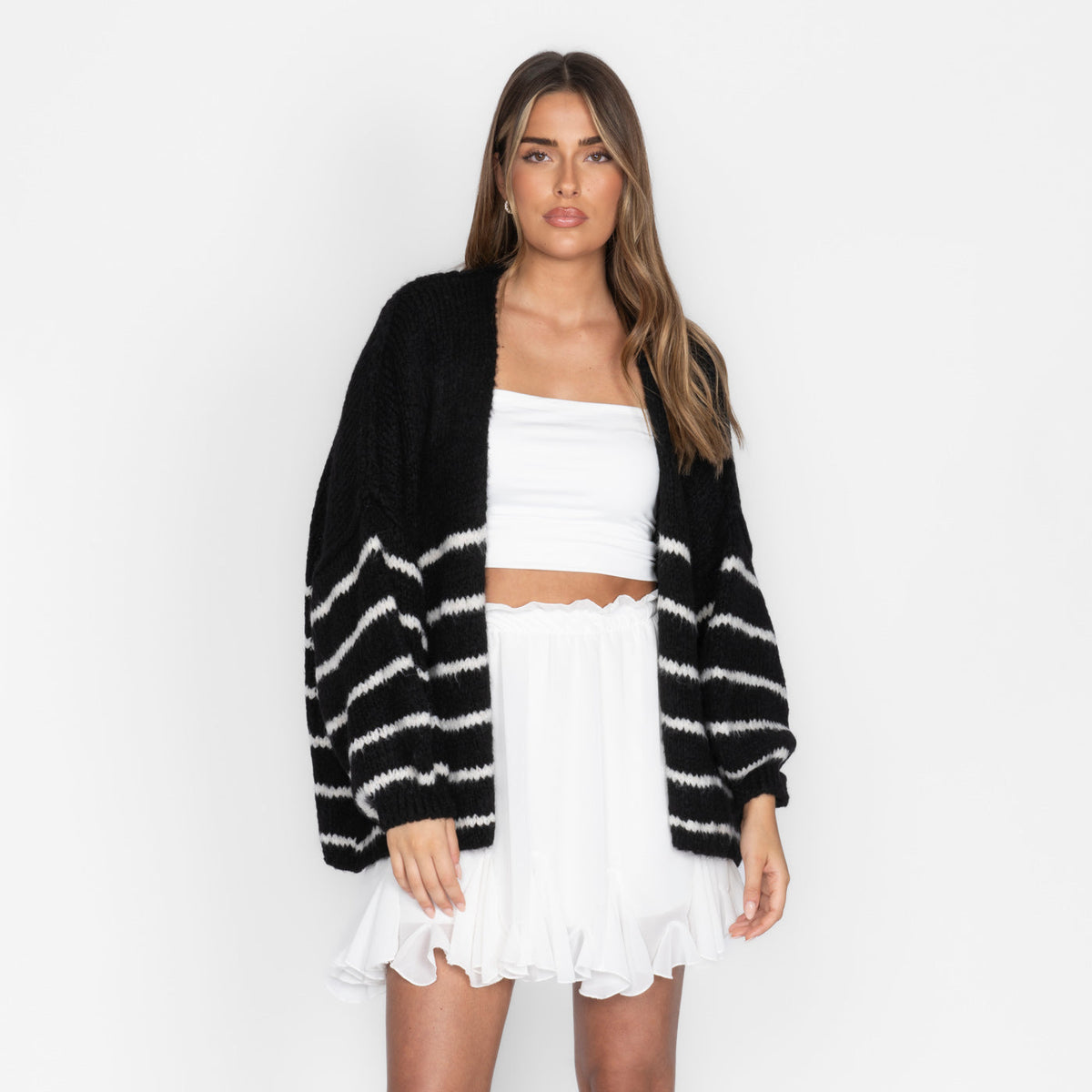 Soraya | Cárdigan oversize de rayas y mangas anchas