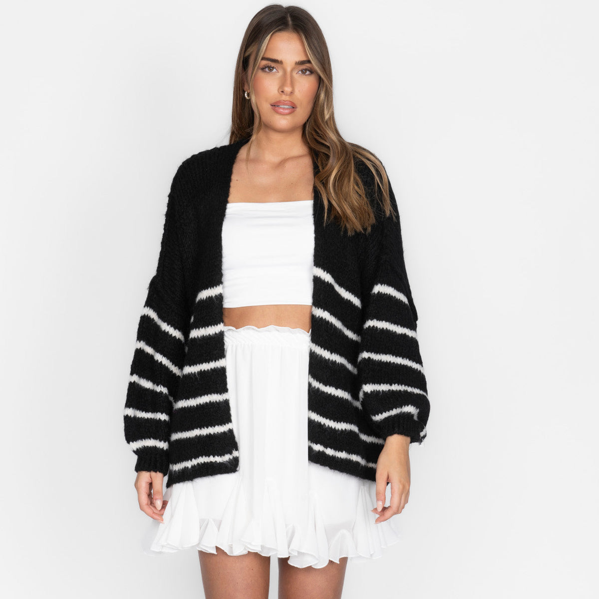 Soraya | Cárdigan oversize de rayas y mangas anchas