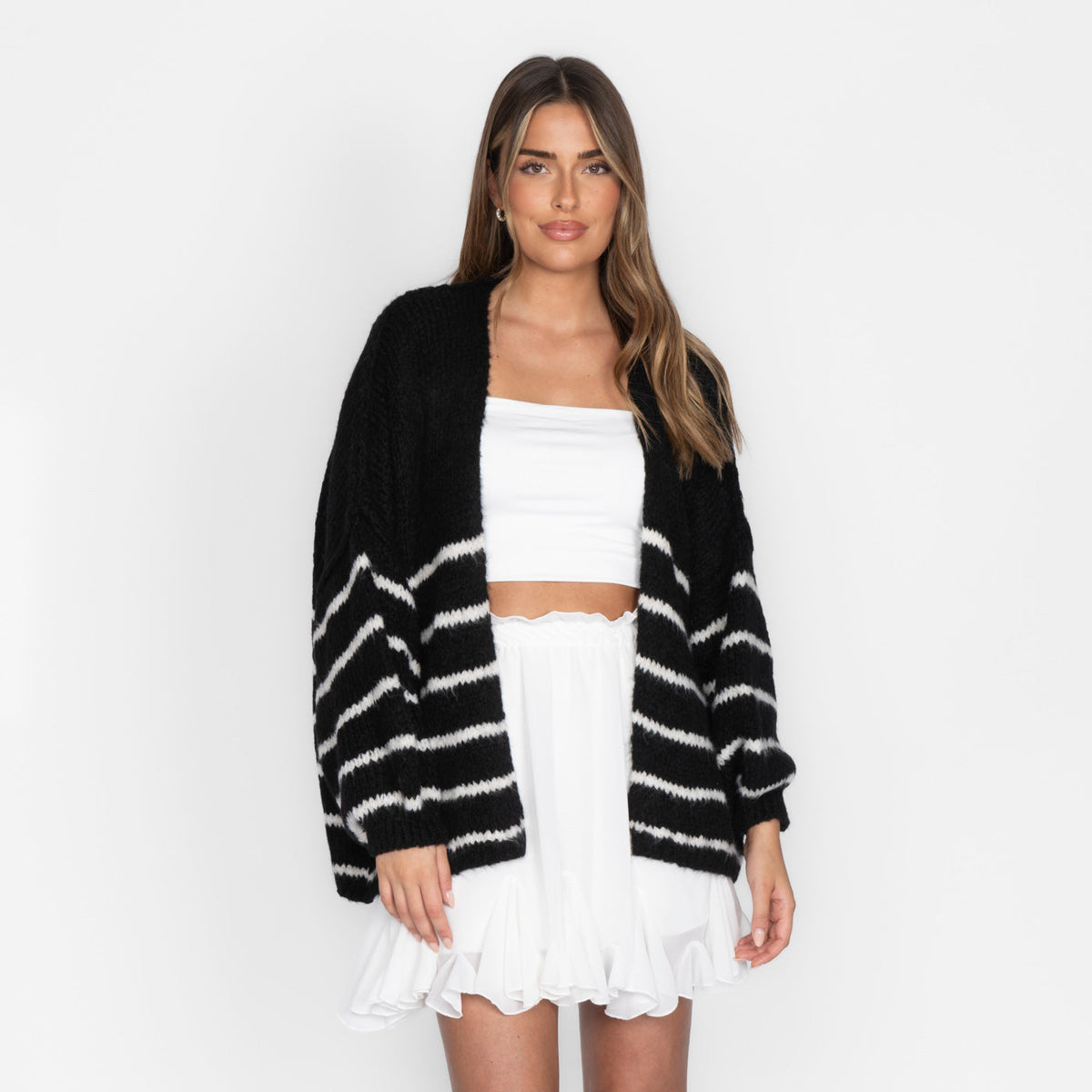 Soraya | Cárdigan oversize de rayas y mangas anchas