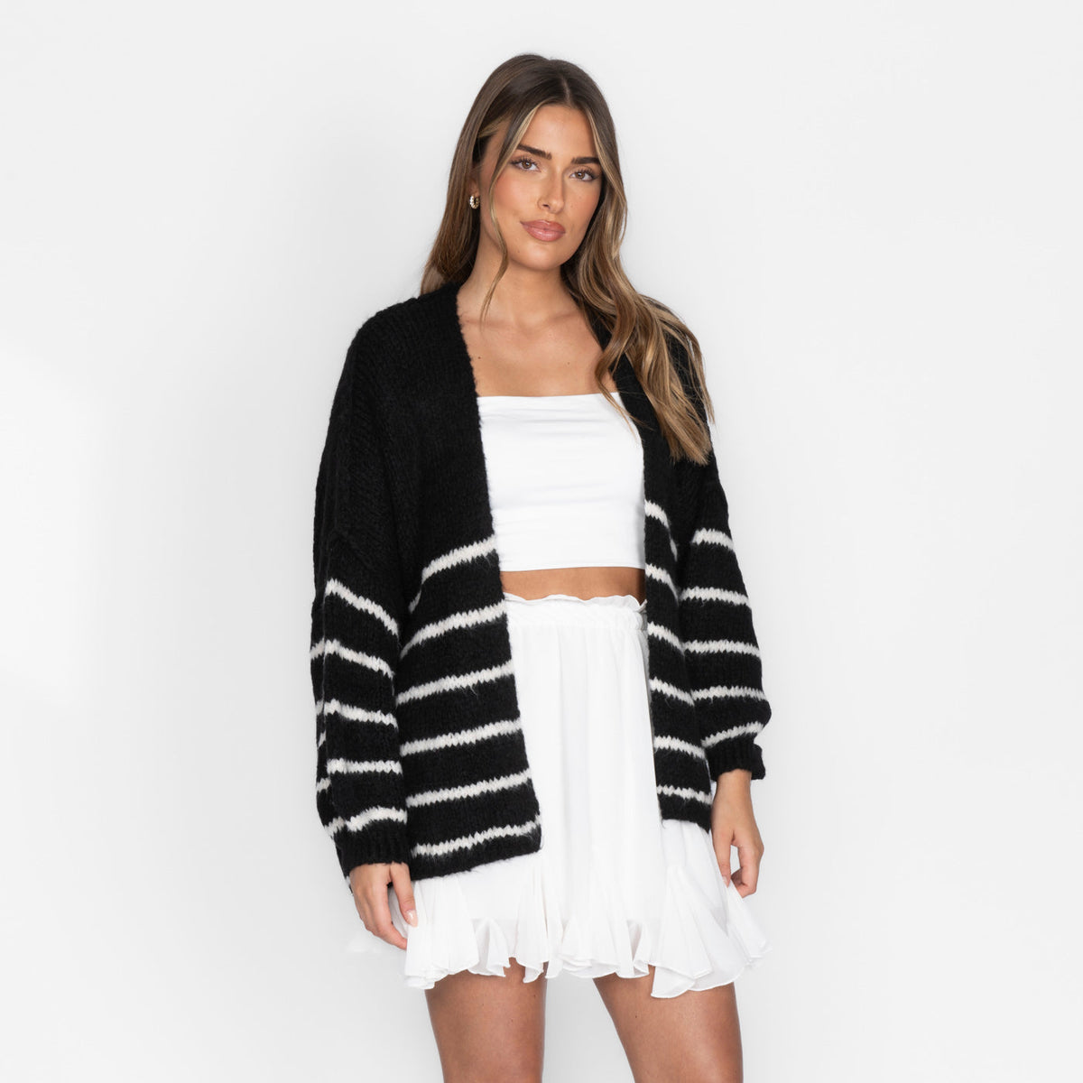 Soraya | Cárdigan oversize de rayas y mangas anchas