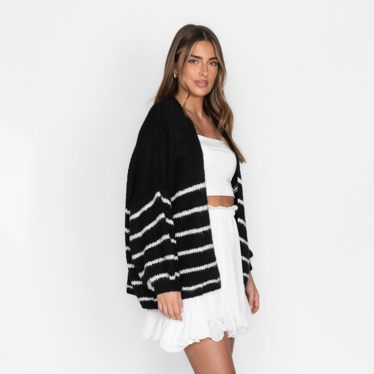 Soraya | Cárdigan oversize de rayas y mangas anchas