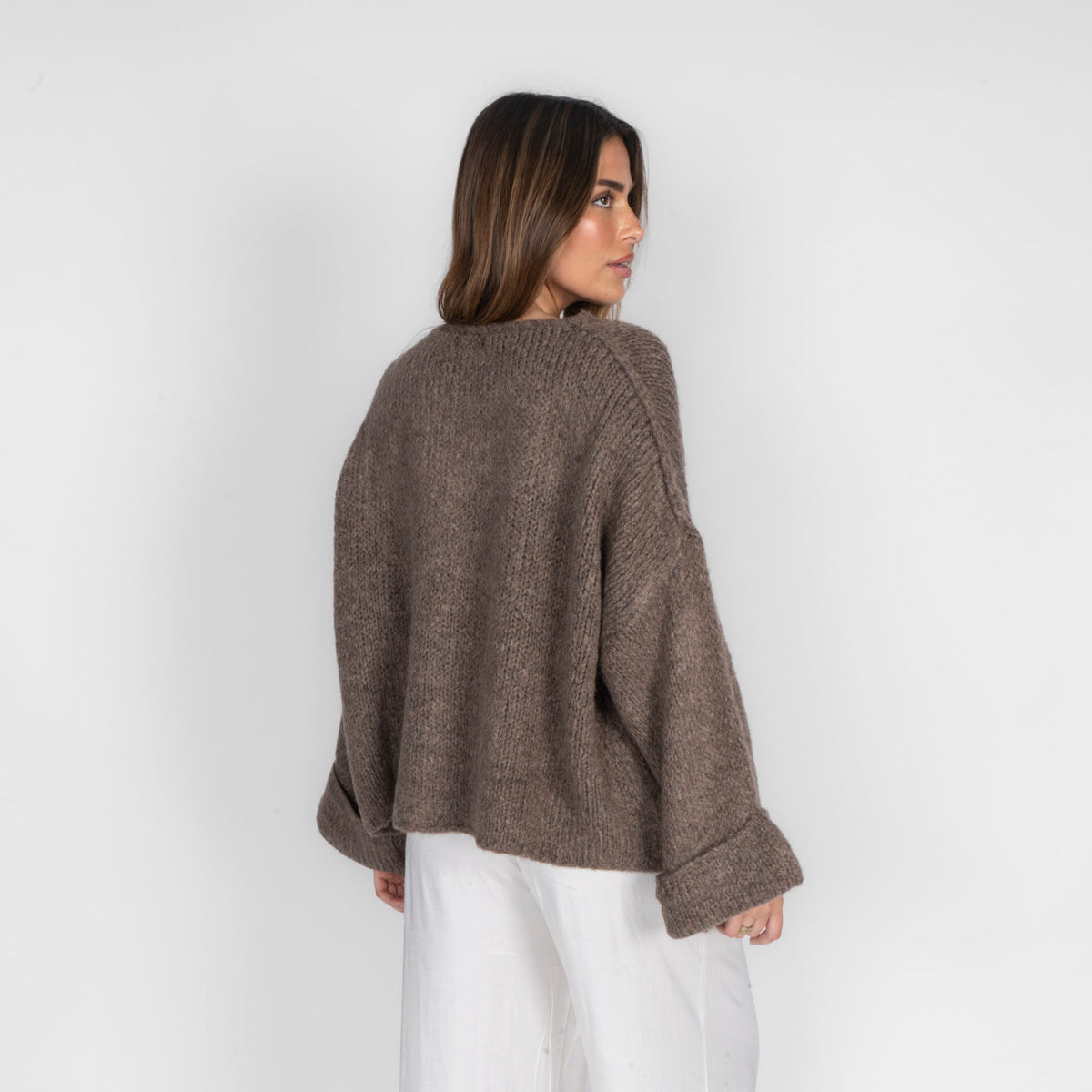 Natalia | Cárdigan oversize de mangas vueltas