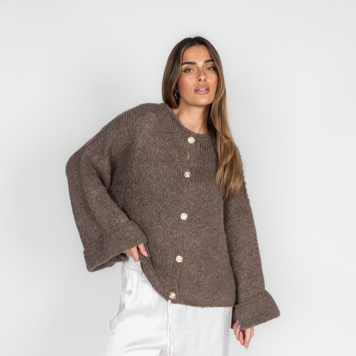 Natalia | Cárdigan oversize de mangas vueltas