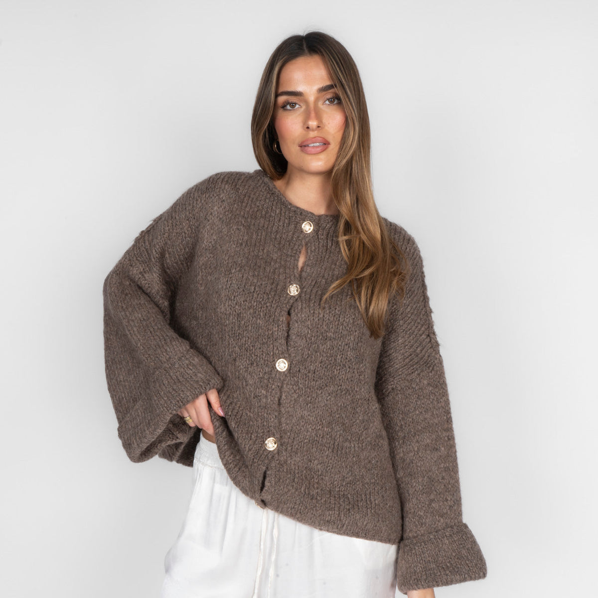 Natalia | Cárdigan oversize de mangas vueltas