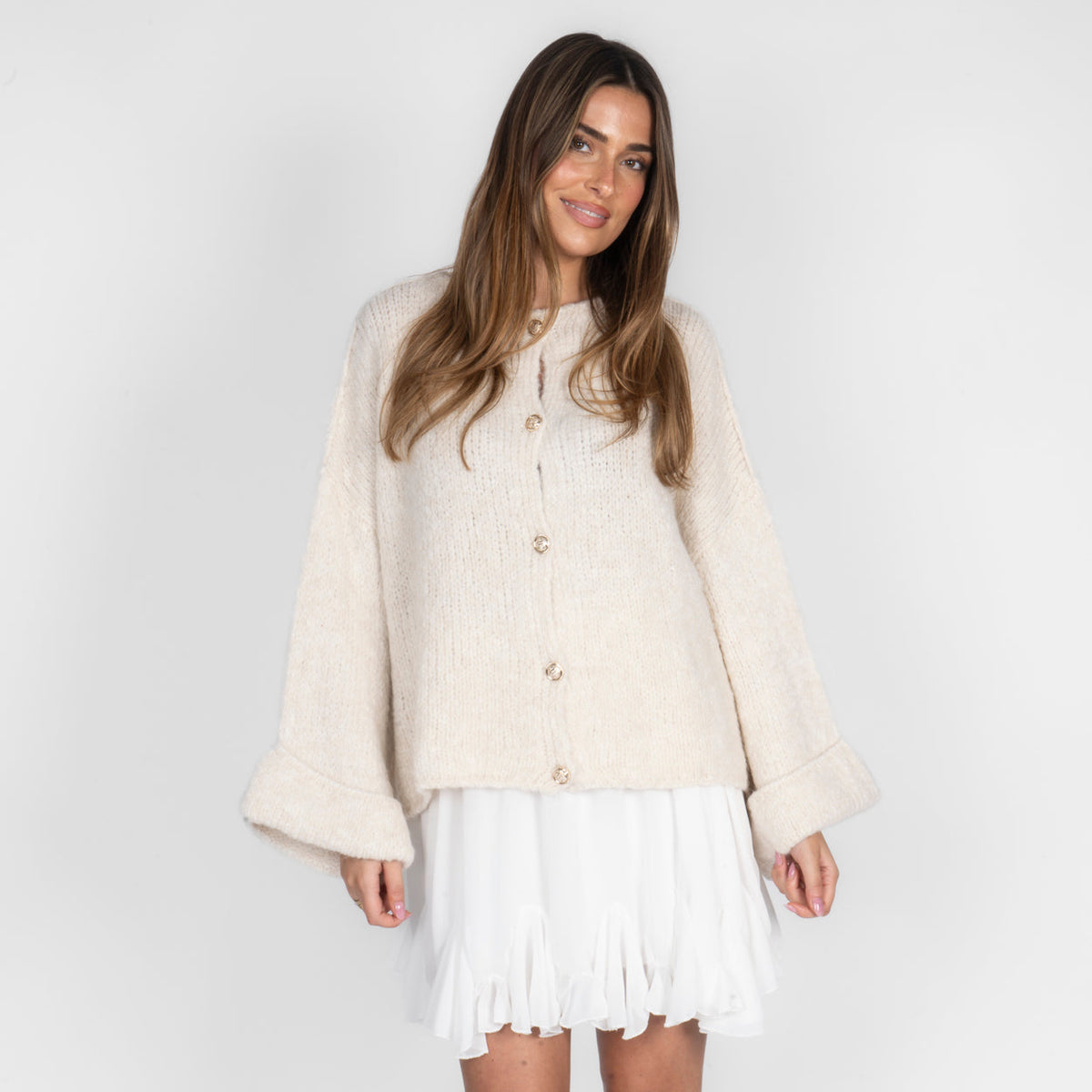 Natalia | Cárdigan oversize de mangas vueltas
