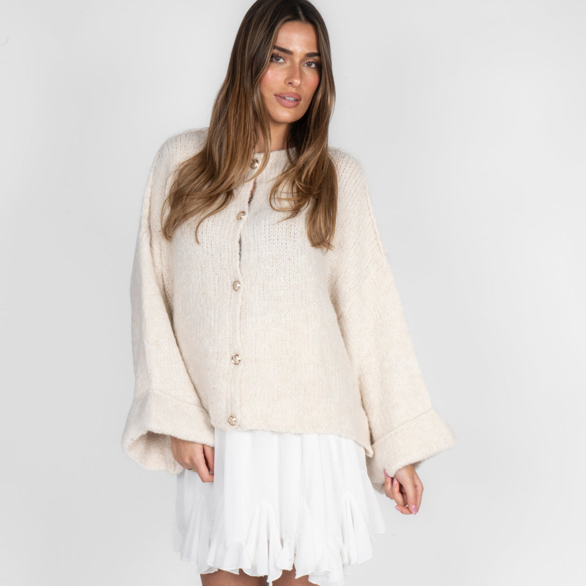 Natalia | Cárdigan oversize de mangas vueltas