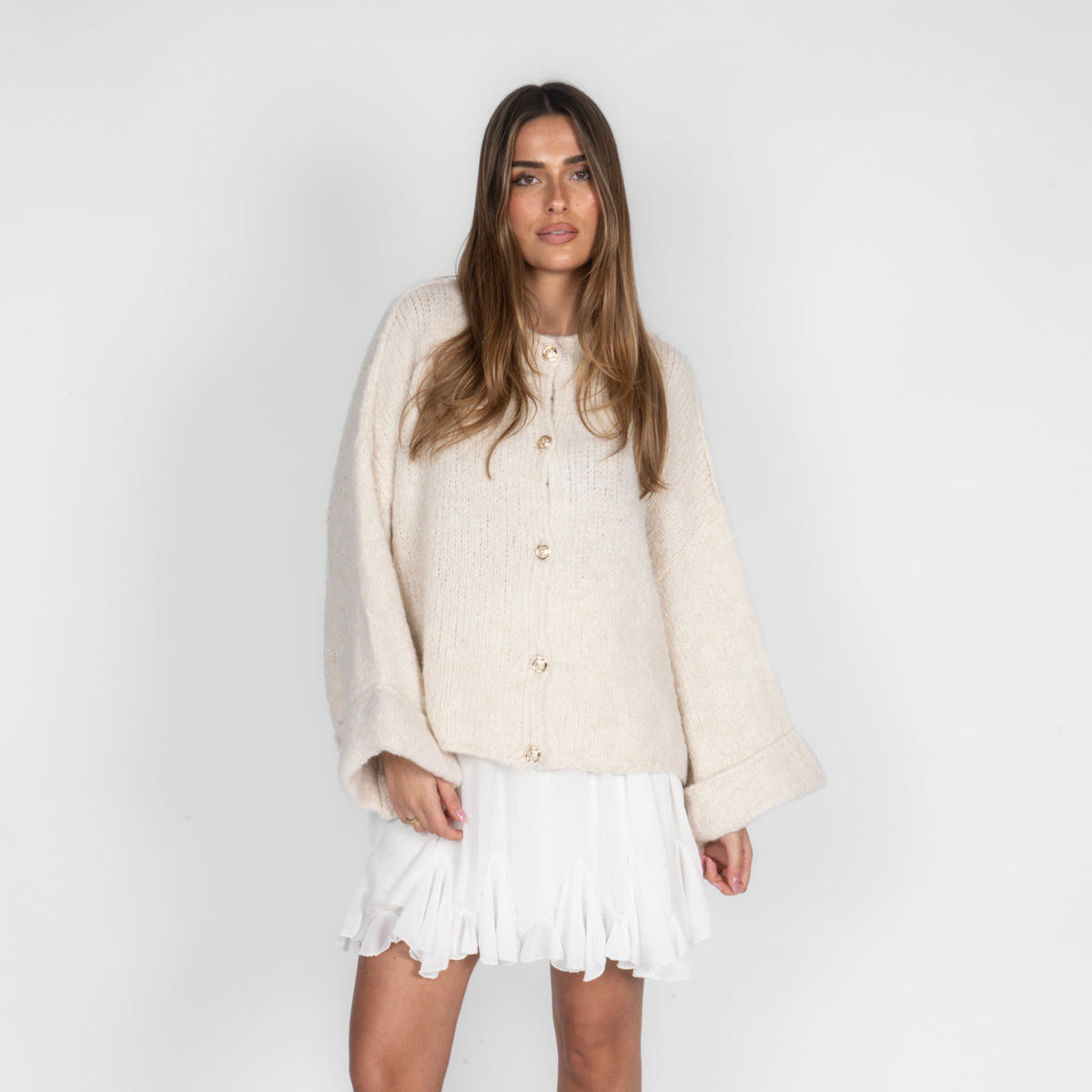 Natalia | Cárdigan oversize de mangas vueltas