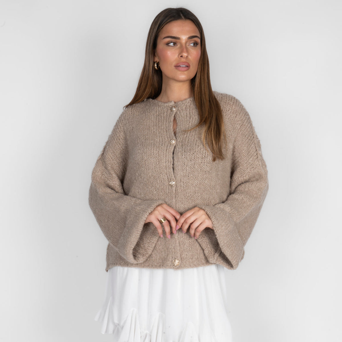 Natalia | Cárdigan oversize de mangas vueltas