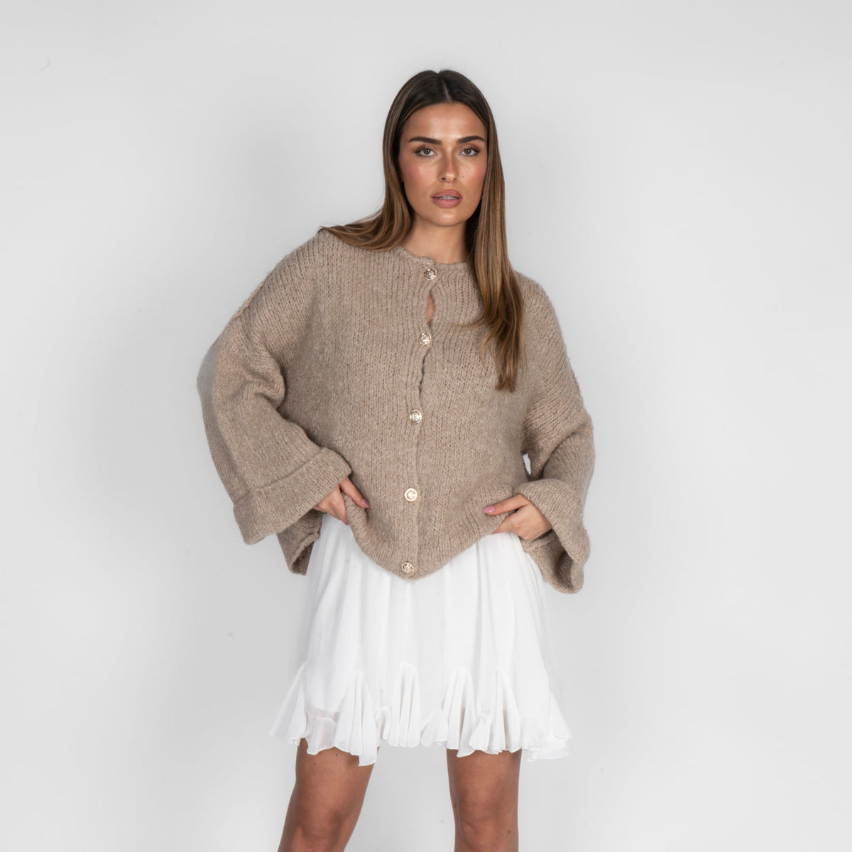 Natalia | Cárdigan oversize de mangas vueltas