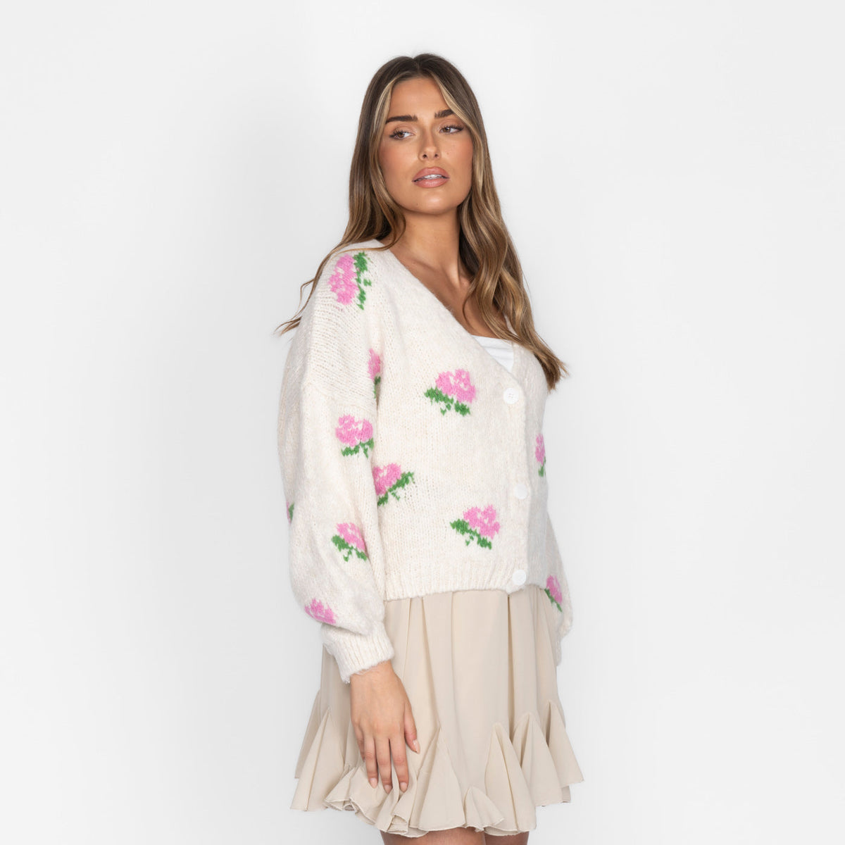 Azahara | Cárdigan oversize con motivo de rosas