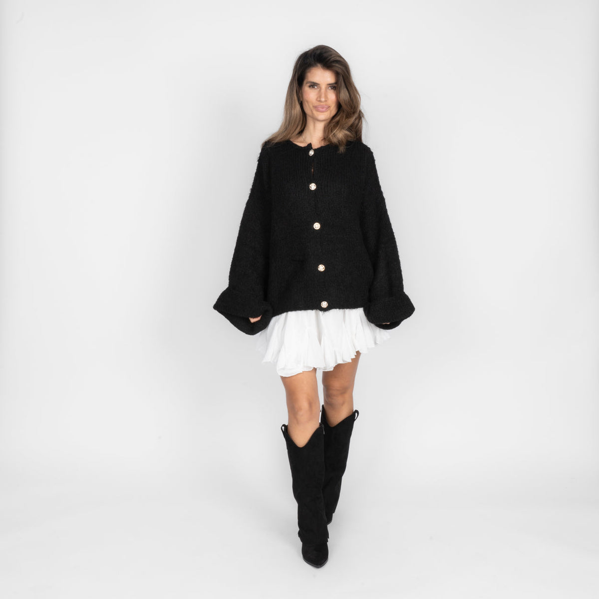 Natalia | Cárdigan oversize de mangas vueltas