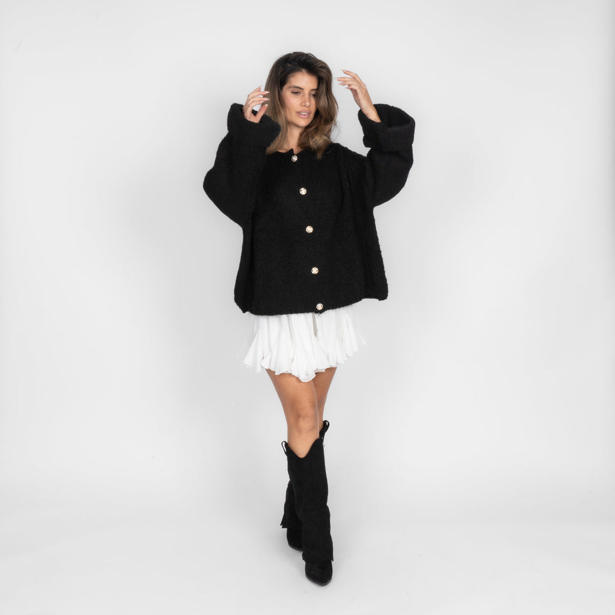 Natalia | Cárdigan oversize de mangas vueltas