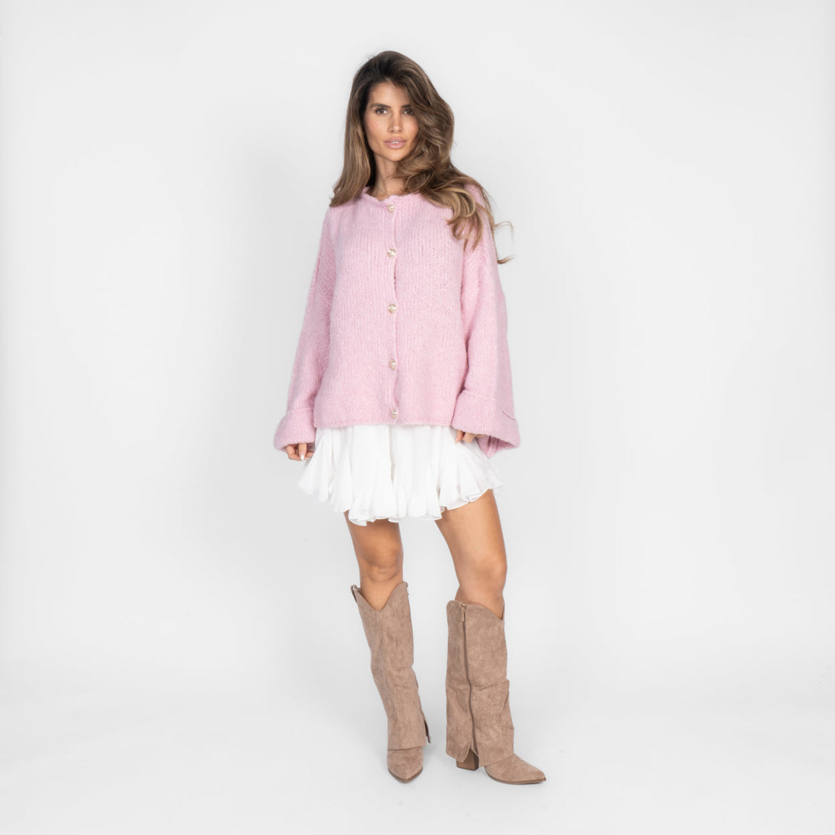 Natalia | Cárdigan oversize de mangas vueltas