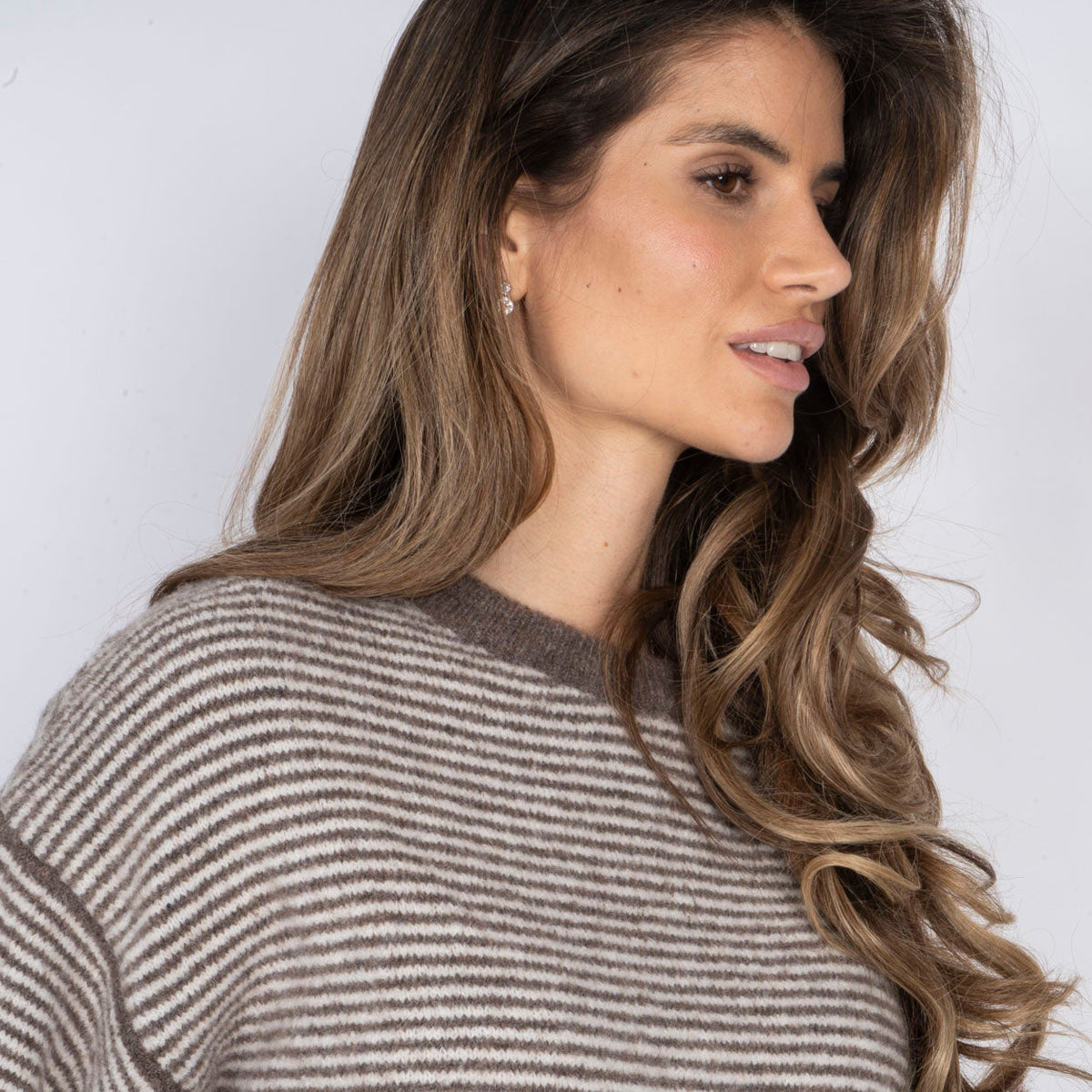 Elsa | Jersey de rayas finas con contrastes rosa
