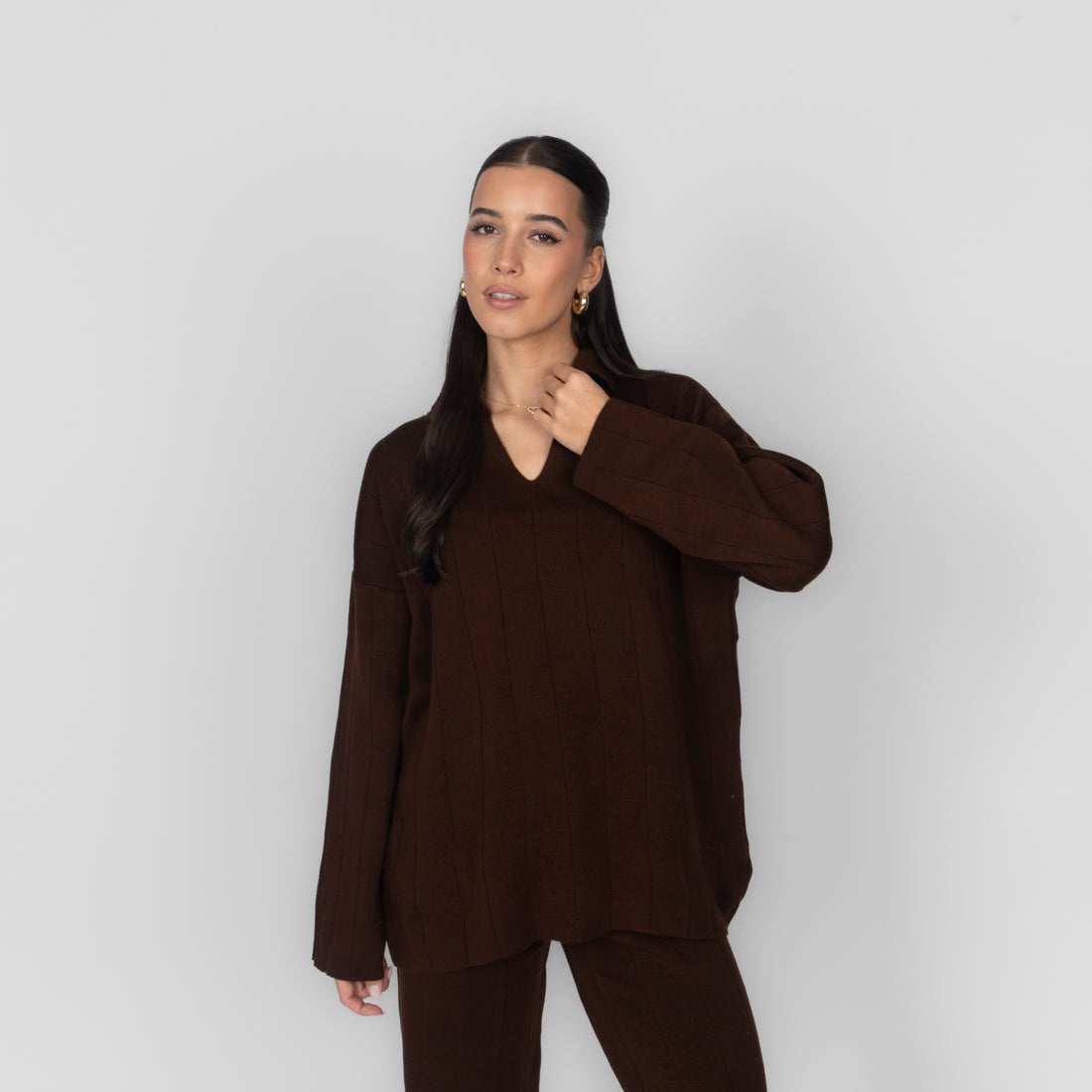 Elvira | Top de punto acanalado con escote en V