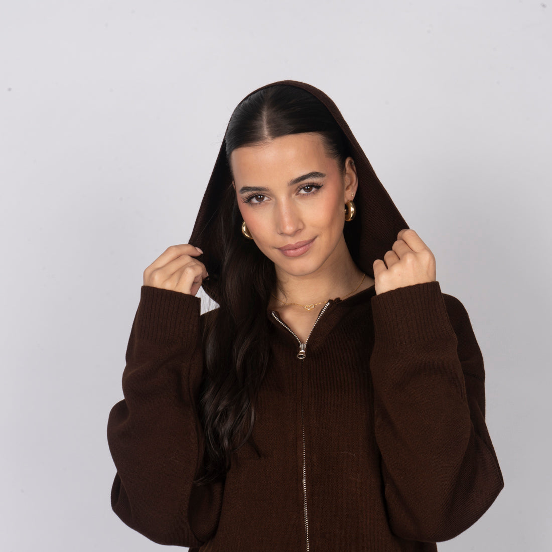 Cristina | Conjunto de punto con capucha y cremallera