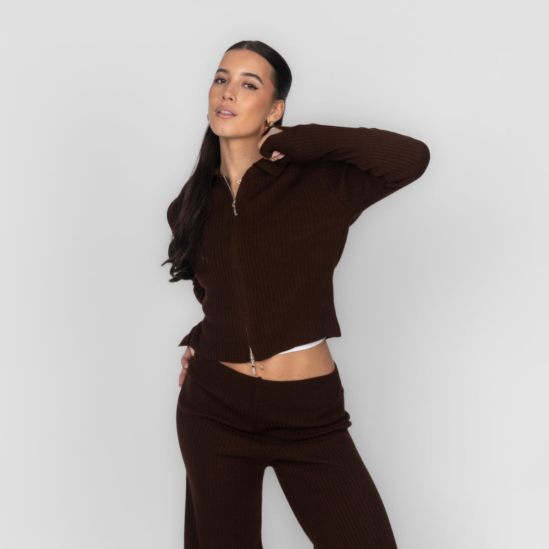 Fabiola | Conjunto de top corto y pantalón de punto acanalado