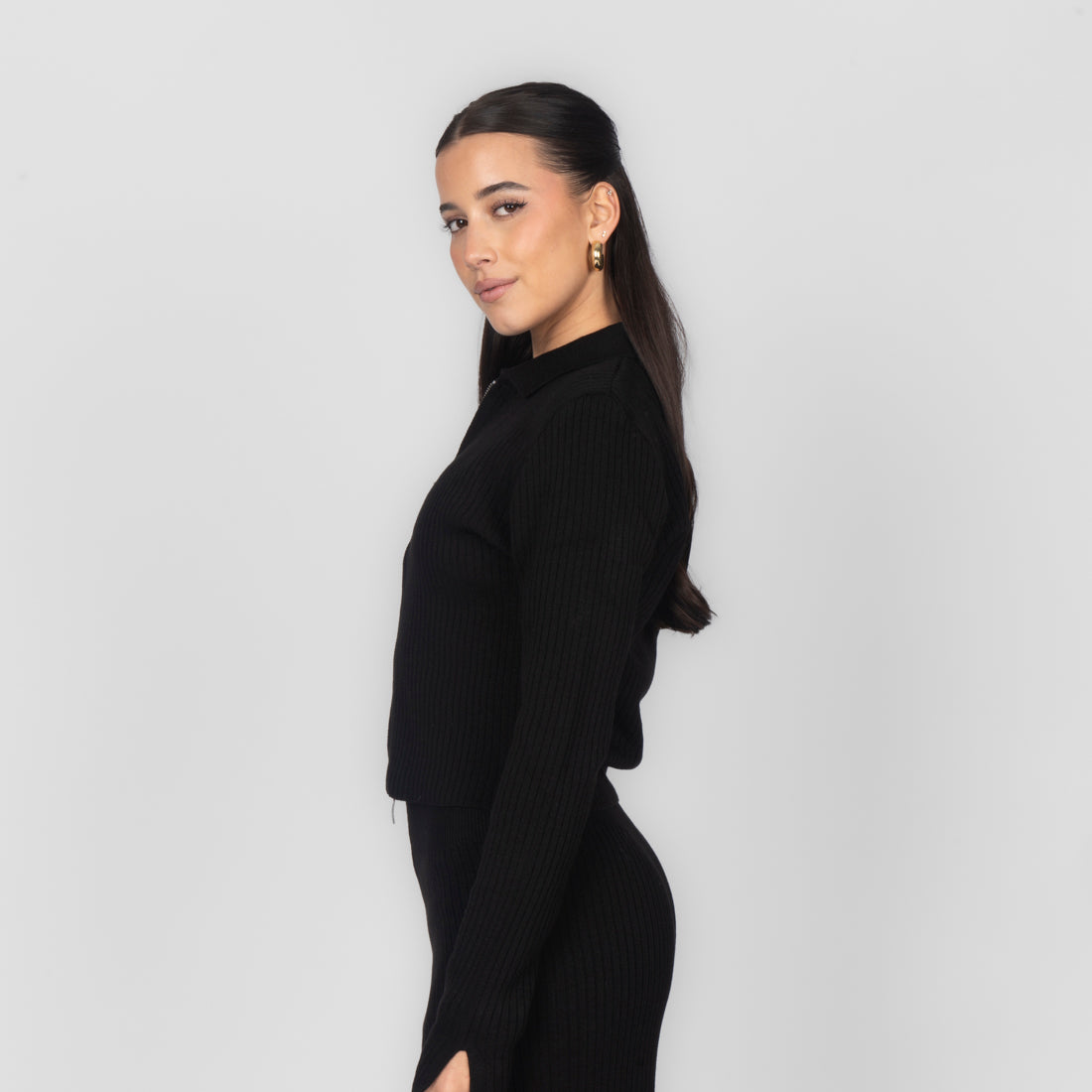 Fabiola | Conjunto de top corto y pantalón de punto acanalado