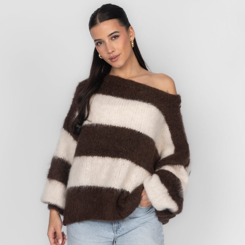 Olivia | Jersey de rayas de hombros descubiertos