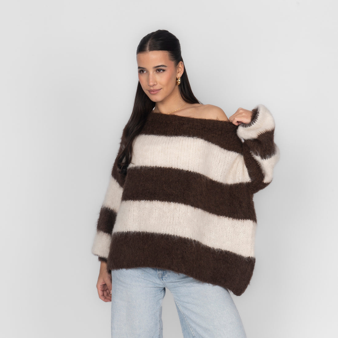 Olivia | Jersey de rayas de hombros descubiertos