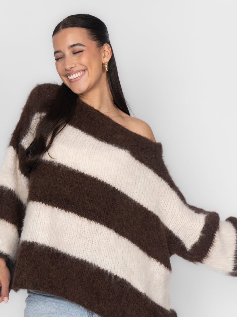 Olivia | Jersey de rayas de hombros descubiertos