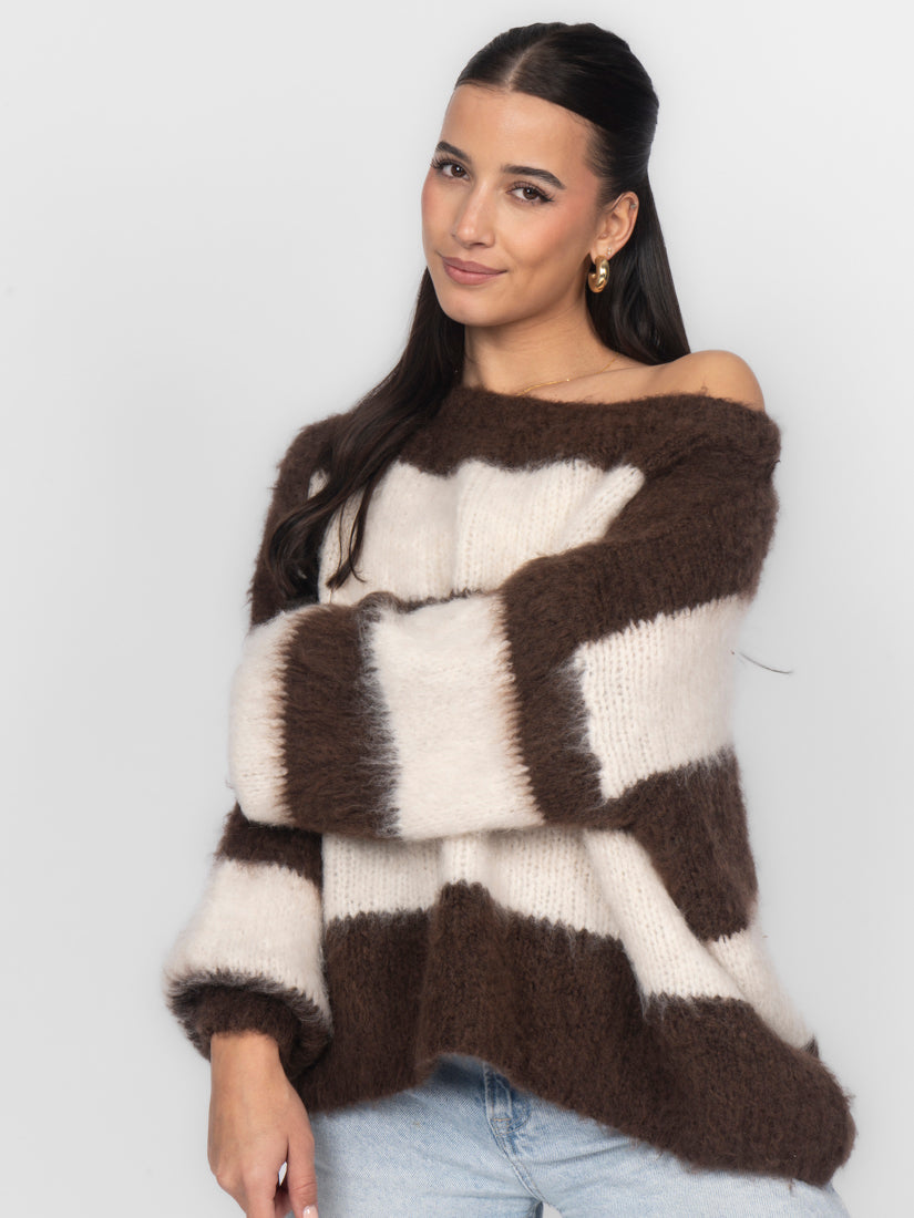 Olivia | Jersey de rayas de hombros descubiertos