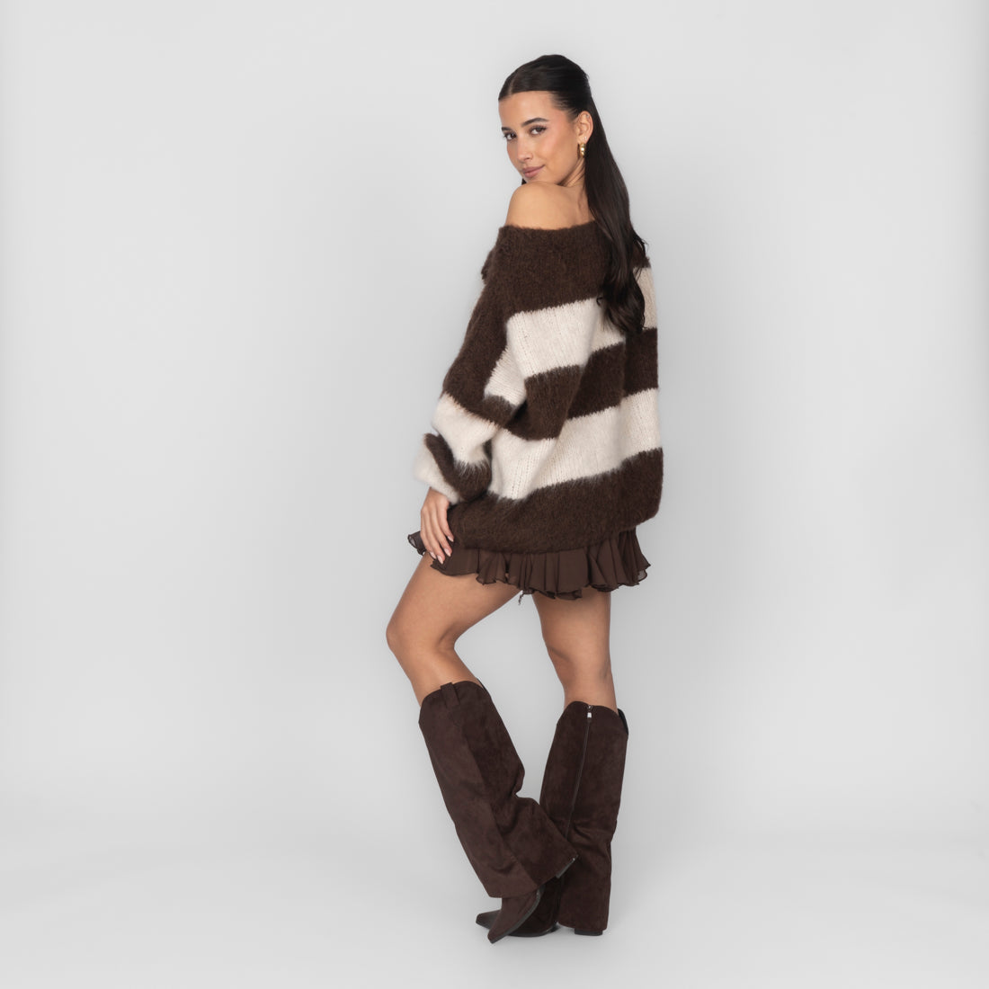 Olivia | Jersey de rayas de hombros descubiertos