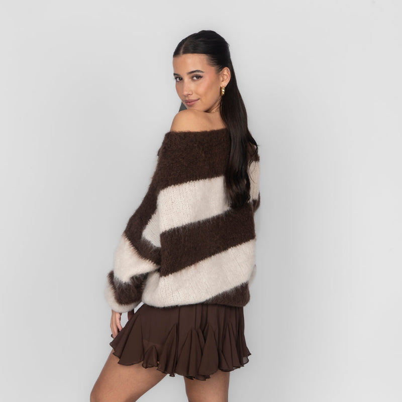 Olivia | Jersey de rayas de hombros descubiertos