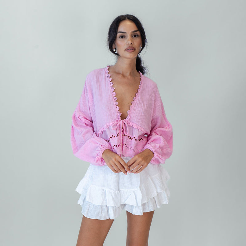 Marisol | Blusa boho con bordado calado